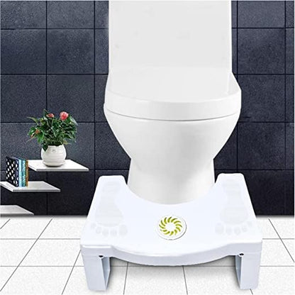 Comfortable Sturdy Squat Toilet Foot Step Stool Women's Plastic Anti-Slip Stool for Western Toilet Scientific Angle, Potty Training Foot Supporter for Kids and Adults Stool (White, Pre-assembled)