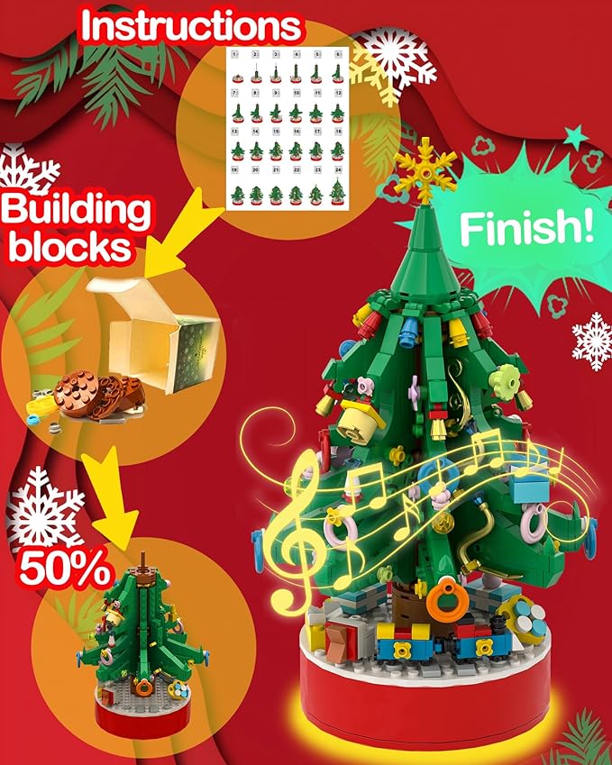 Christmas Tree Building Set with Rotation and Music