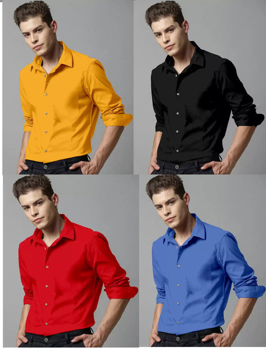 Combo of 4 Casual Shirts for Men (Multicolor, S)