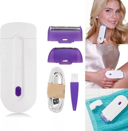 Rechargeable Epilator Remover Smooth Touch Hair Removal Instant Pain Free Razor Sensor (Purple)