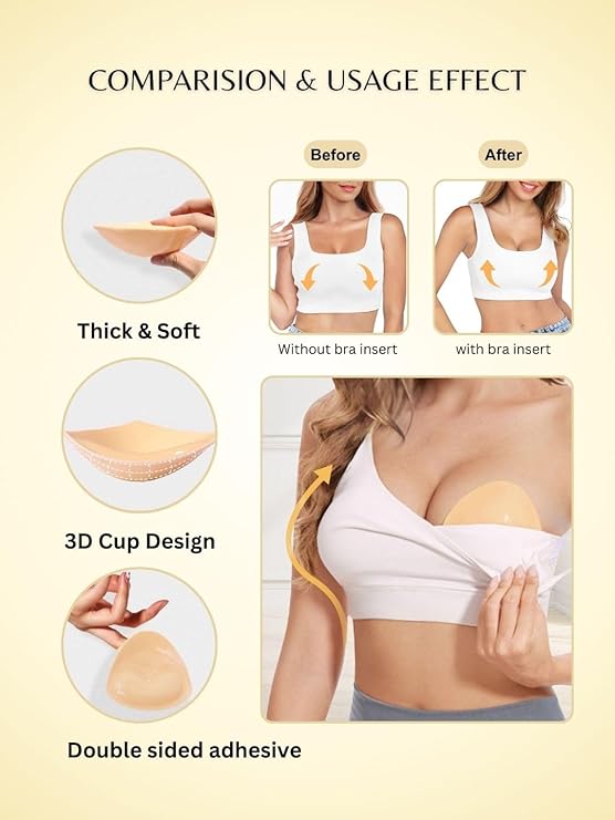 Double Sided Sticky Bra Inserts - Instant Lift Bra Pads Inserts Reusable Breast Pads