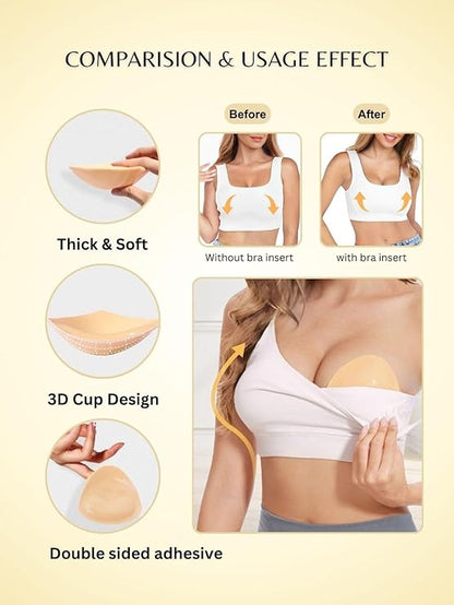 Double Sided Sticky Bra Inserts - Instant Lift Bra Pads Inserts Reusable Breast Pads