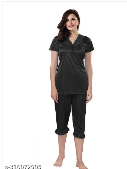 Women Night Suit (Black, S)