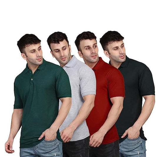 Pack of 4 Polo Neck Tshirt for Mens