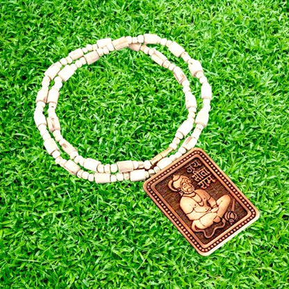 Wood Tulsi Kanthi Mala with Hanuman Ji Locket Pendant (Wood) Pack of 2