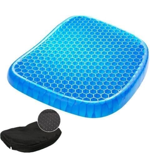 Egg Gel Seat Cushion Ergonomic Breathable Design Pressure Relief Sitter Tailbone Pain Sciatica Back Pain Silicone Seater Cushion Chair Pad with Non-Slip Cover for Home