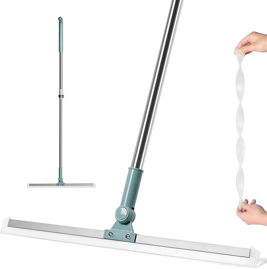 50 Inch Multifunctional Magic Broom Floor Squeegee with Long Handle Adjustable and Silicone Strips, Floor Washer with 180 Degree Rotating