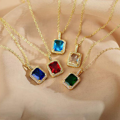 Stone Pendant Necklace Chain Set With Earrings (1 Set  Mix Color  Design)