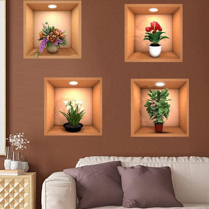 Green Plant Potted 3D Wall Stickers (Set of 1)