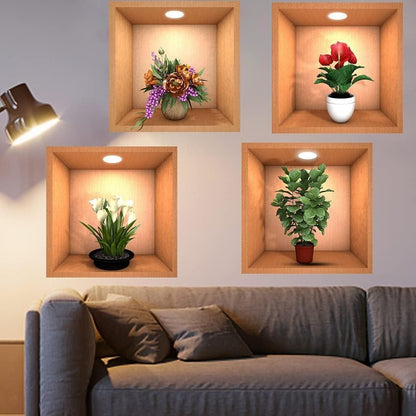 Green Plant Potted 3D Wall Stickers (Set of 1)