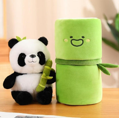 Cute Panda Plush with Bamboo