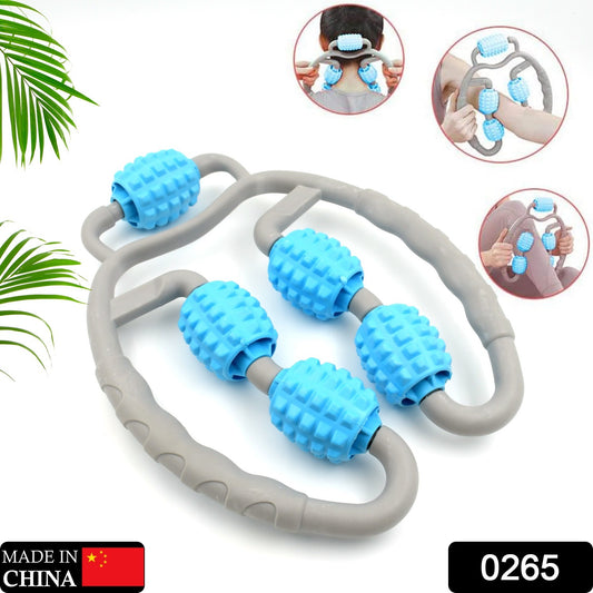 0265 Muscle Massage Roller 5 Wheels Relieve Soreness Leg Muscle Roller Fitness Roller Muscle Relaxer Massage Roller Ring Clip All Round Massaging Uniform Force Elastic Pp Drop Shaped For Home Use (1 Pc)