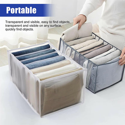 4069 Clothes Organizer +7 Grid Drawer Wardrobe Clothes Organizer Jeans Closet Cabinet Organizers Portable Foldable Storage Containers