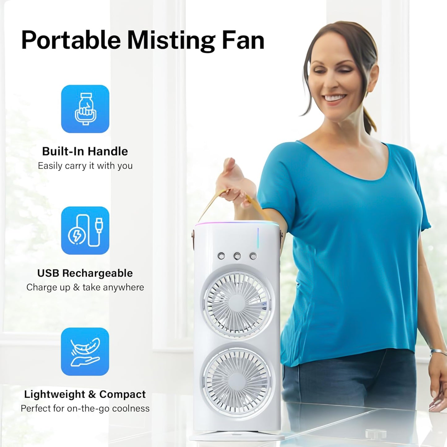 Electric Fan Desktop Double-head Powerful Air Cooler (1 Pc  With Remote)